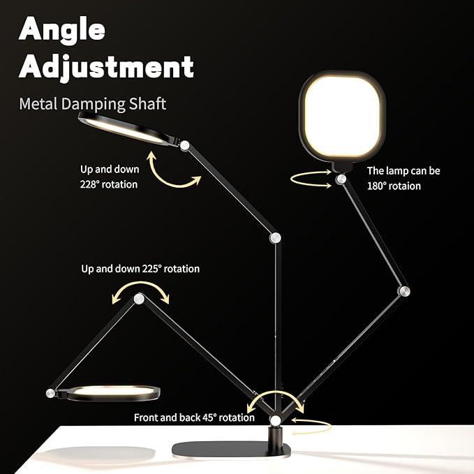 LED Desk Lamp for Home Office, Desk Light for Video Call, 3 Color Temperature 10 Brightness Computer Light, Dimmable Led Desk Light with Memory & Timer Func, Metal Swing Arm Architect Desk Lamp