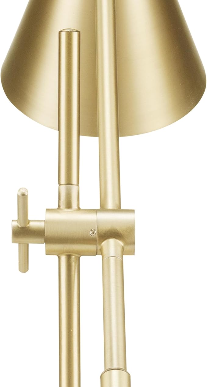18" Table Lamp, Matte Brass, Adjustable Height, Counterbalanced Arm, Brass, Rotary Switch on Lampshade