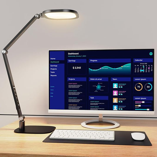 LED Desk Lamp for Home Office, Desk Light for Video Call, 3 Color Temperature 10 Brightness Computer Light, Dimmable Led Desk Light with Memory & Timer Func, Metal Swing Arm Architect Desk Lamp